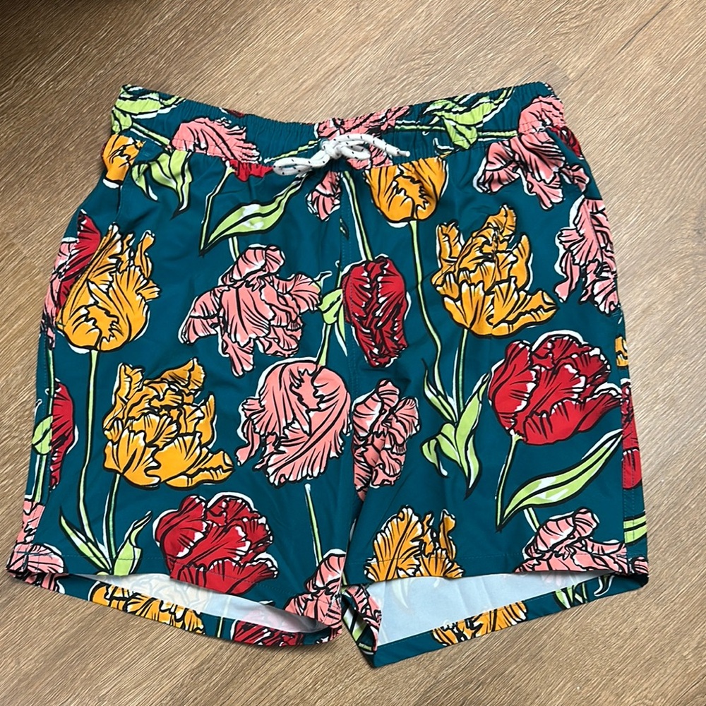 George Teal and Coral Floral Swim Shorts